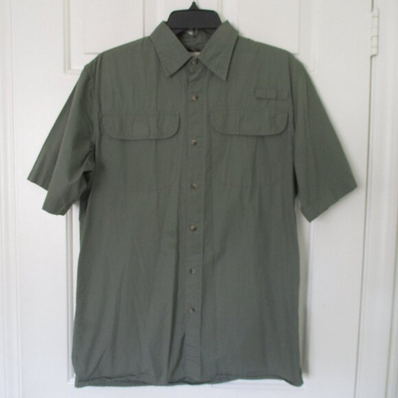 Wrangler Mens S/S Khaki Green Cotton Casual Shirt Twin Velcro Pockets - Small - Picture 1 of 2